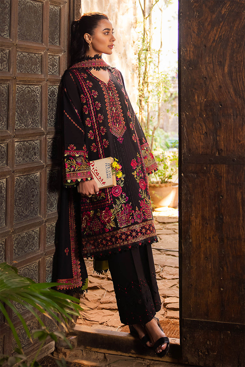 3 Piece Embroidered Dhanak Shirt with Embroidered Dhanak Shawl ZH 960