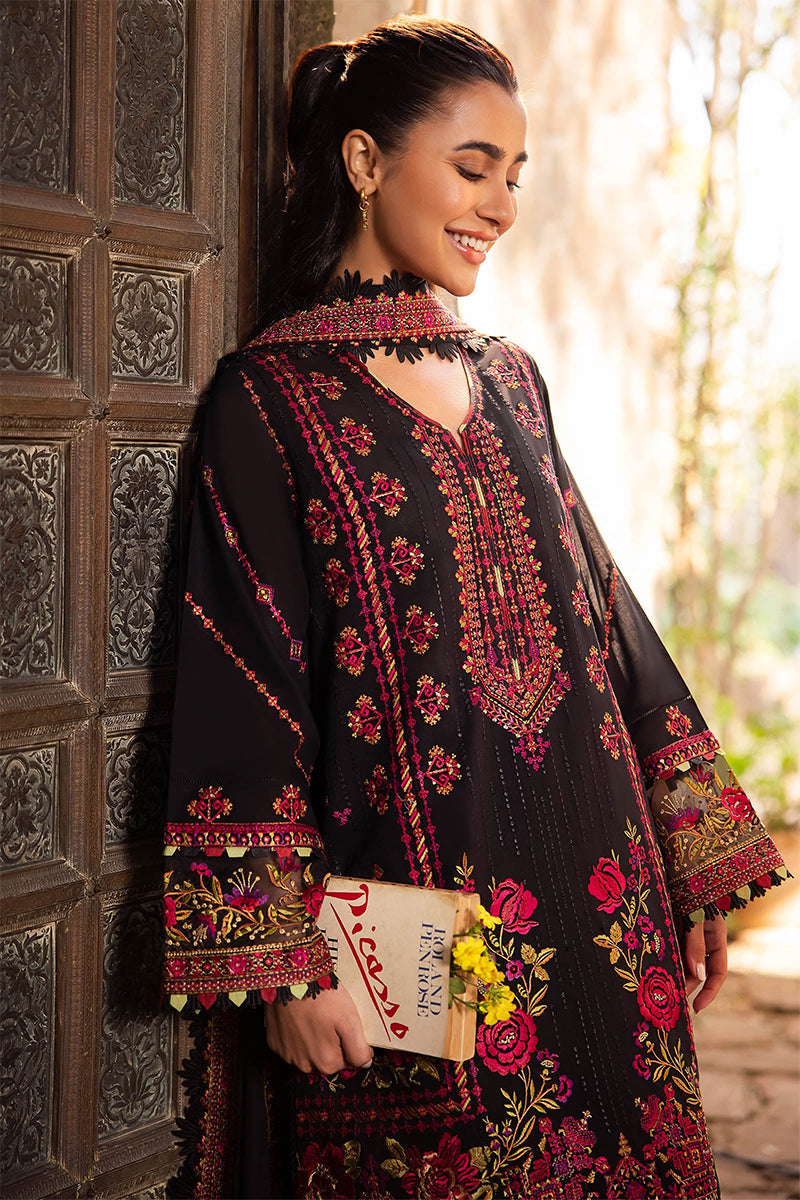 3 Piece Embroidered Dhanak Shirt with Embroidered Dhanak Shawl ZH 960