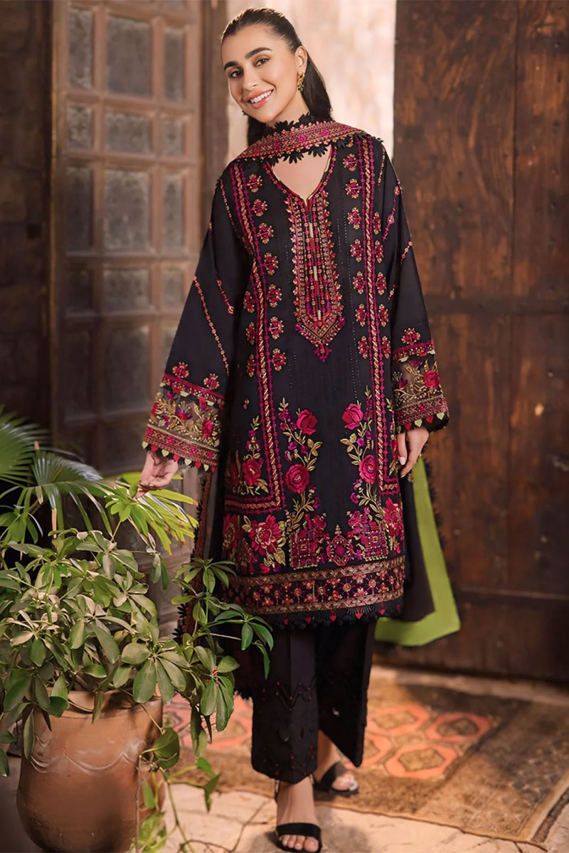 3 Piece Embroidered Dhanak Shirt with Embroidered Dhanak Shawl ZH 960