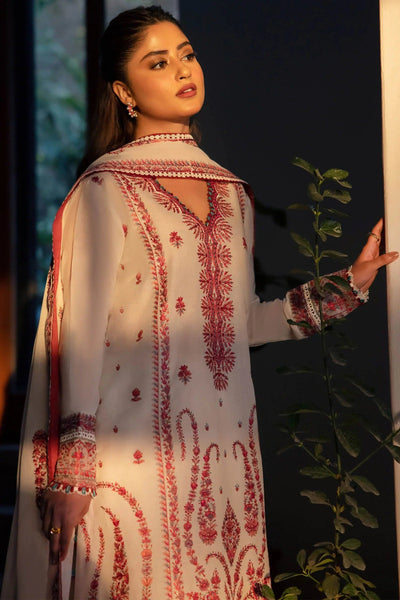 3 Piece Embroidered Dhanak Shirt with Embroidered Dhanak Shawl ZH 01